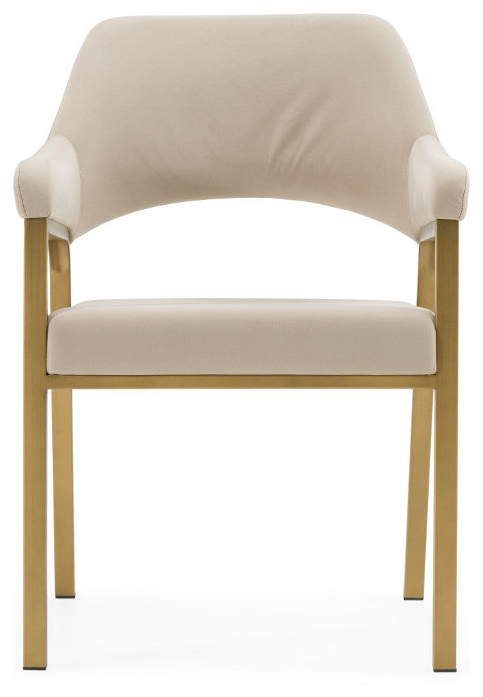 Modrest George Modern Beige Fabric + Antique Brass Dining Chair