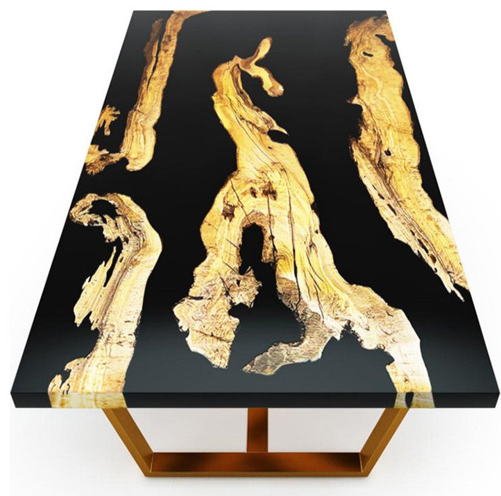 Morano Olive Wood Coffee Table, Black, W: 27.5" 70cm X L: 55.1" 140cm