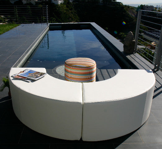 Arc Curved Outdoor Bench, Cognac