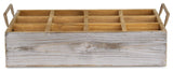 Wooden 12 Compartment Caddy With Metal Accent And Side Handles