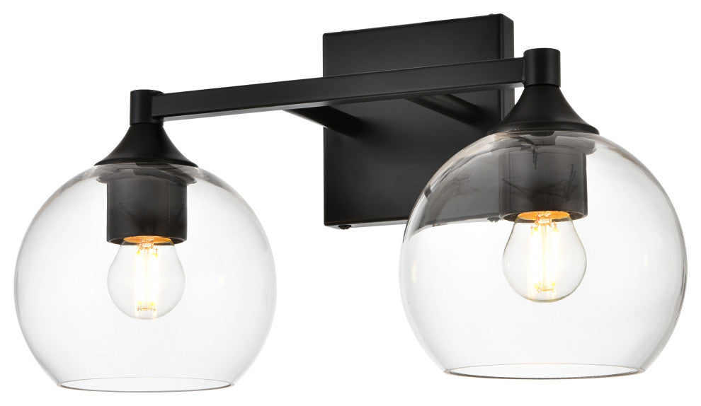 2 Light Black And Clear Bath Sconce