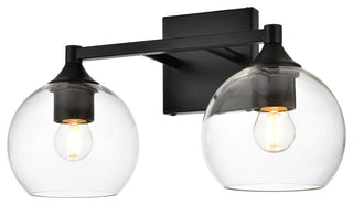 2 Light Black And Clear Bath Sconce