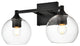 2 Light Black And Clear Bath Sconce
