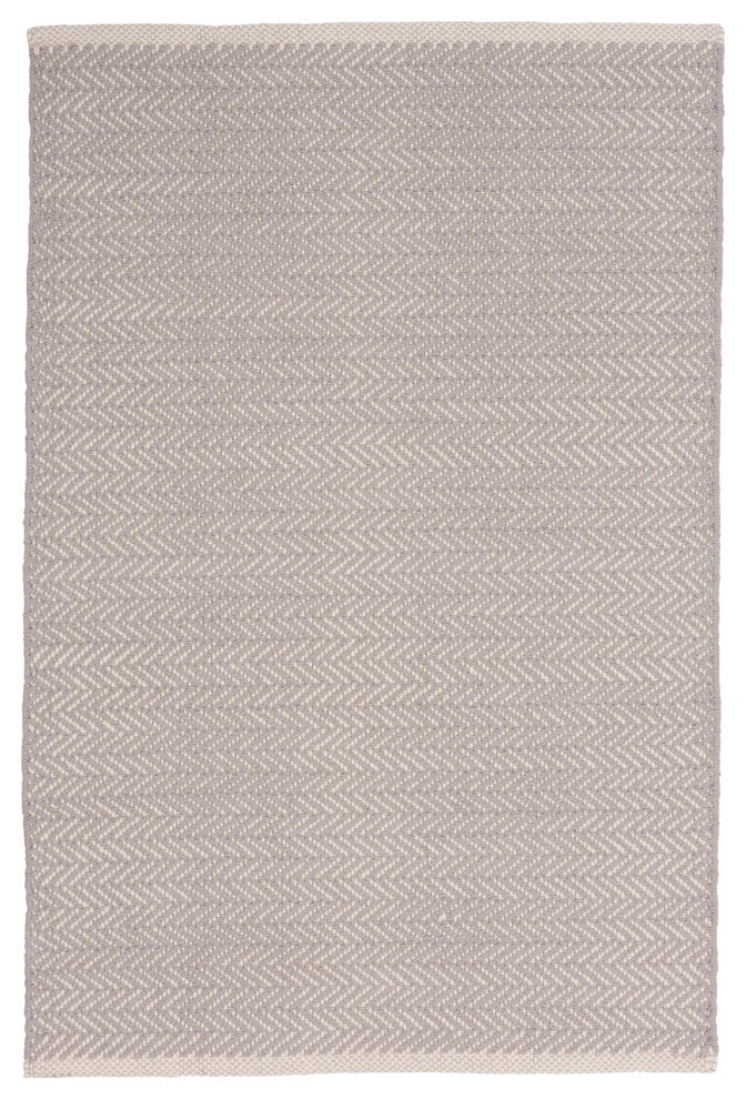 Dash & Albert Herringbone Dove Grey Handwoven Cotton Rug, Grey, 2' x 3'