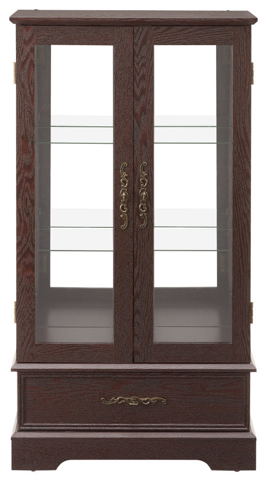 Gewnee Glass Cabinet Lighted Glass Cabinet Curio Display Cabinet