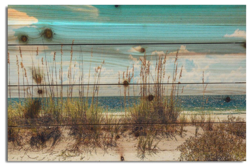 18" Ocean Sand Dunes Wood Plank Wall Art