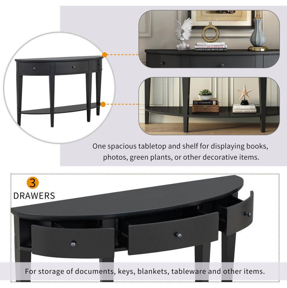Gewnee Modern Curved Console Table Sofa Table