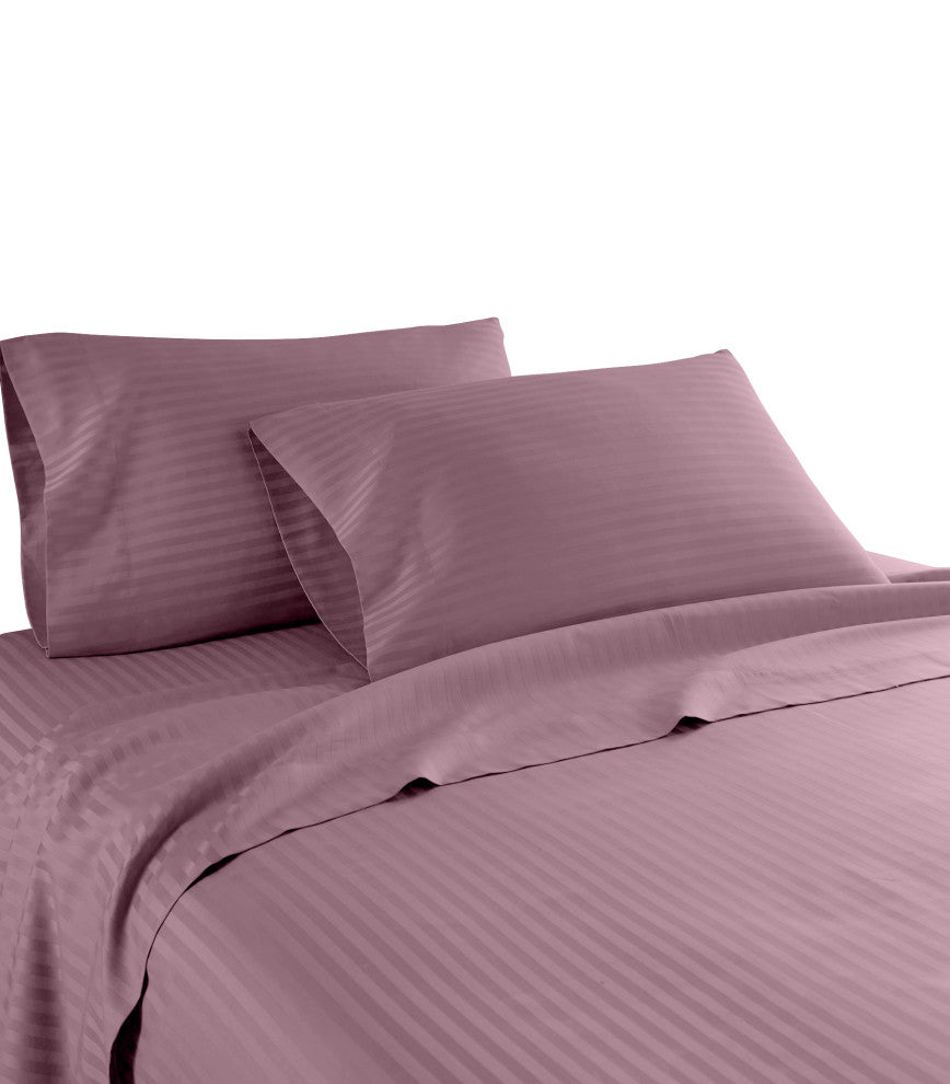 600 Thread Count 100% Cotton Stripe Sheet Set, Purple, California King