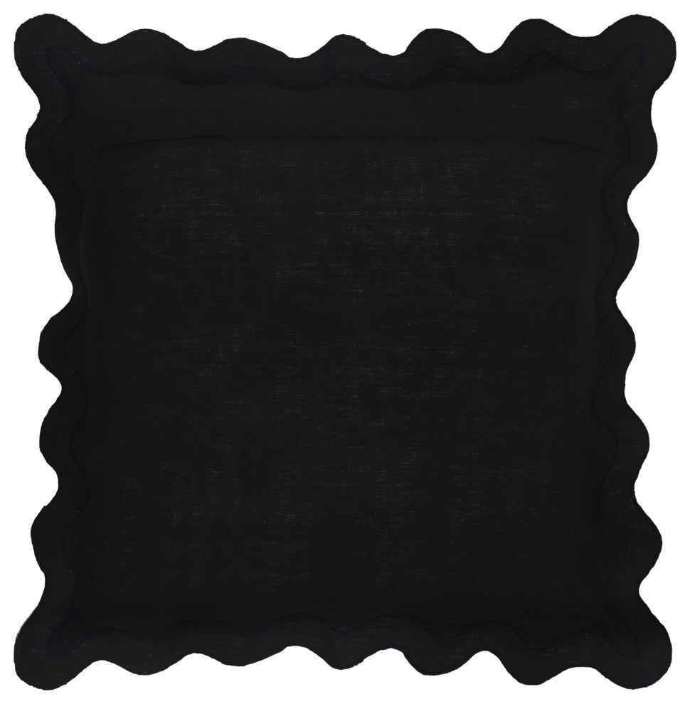Scalloped Throw Pillow, Black, White