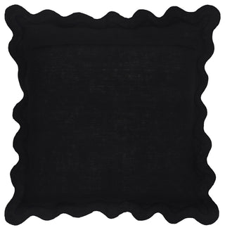 Scalloped Throw Pillow, Black, White