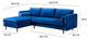 Como Navy Velvet Sectional LAF - Navy
