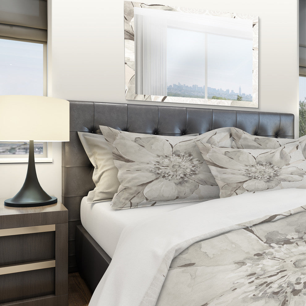indigold Gray Peonies Iii Cottage Duvet Cover Set, King
