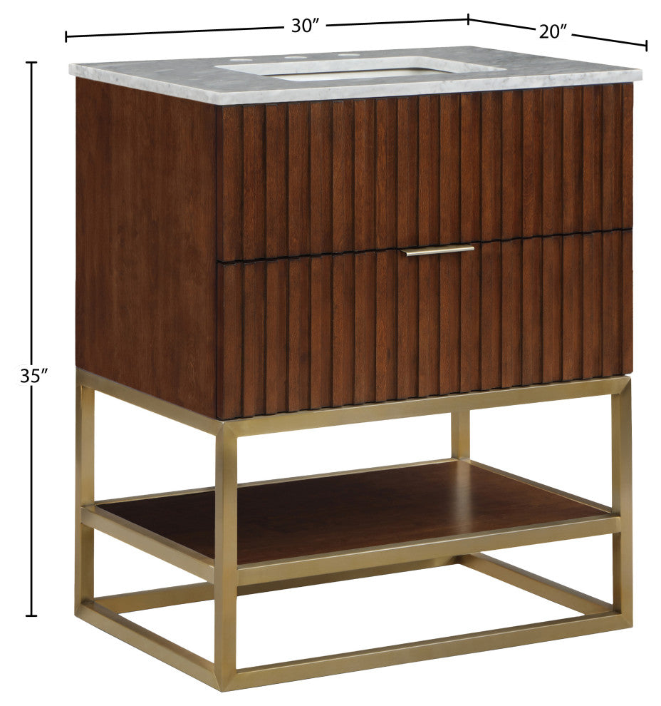 Monad Bathroom Vanity, Walnut, 30" Wide