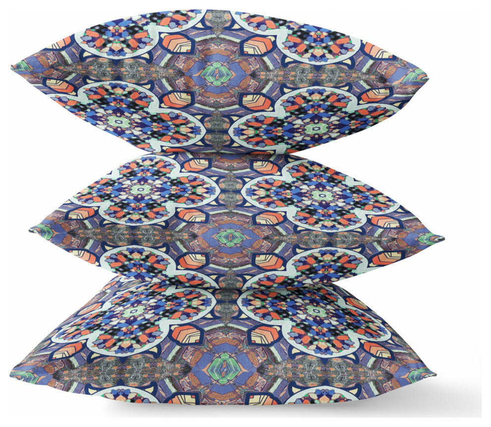 16" Gray Blue Cloverleaf Indoor Outdoor Throw Pillow
