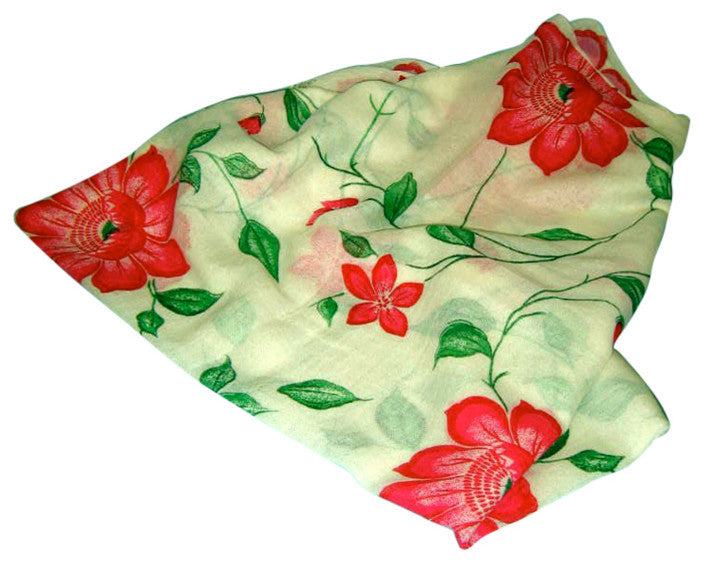 Floral Wool Gauze Throw, Pink