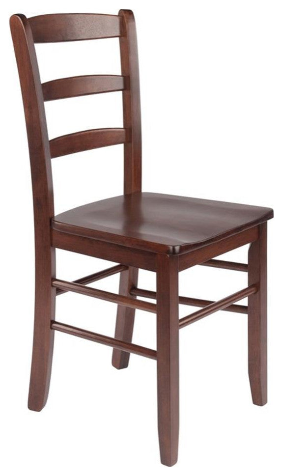 Winsome Benjamin 18"H Ladder Back Solid Wood Dining Chair in Walnut (Set of 2)