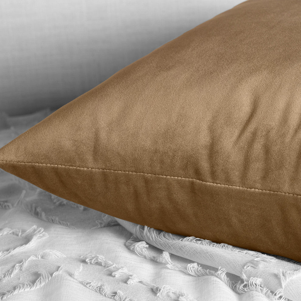 Heritage Plush Velvet Cushion Cover Pair, Spiced Rum, 18w X 18l