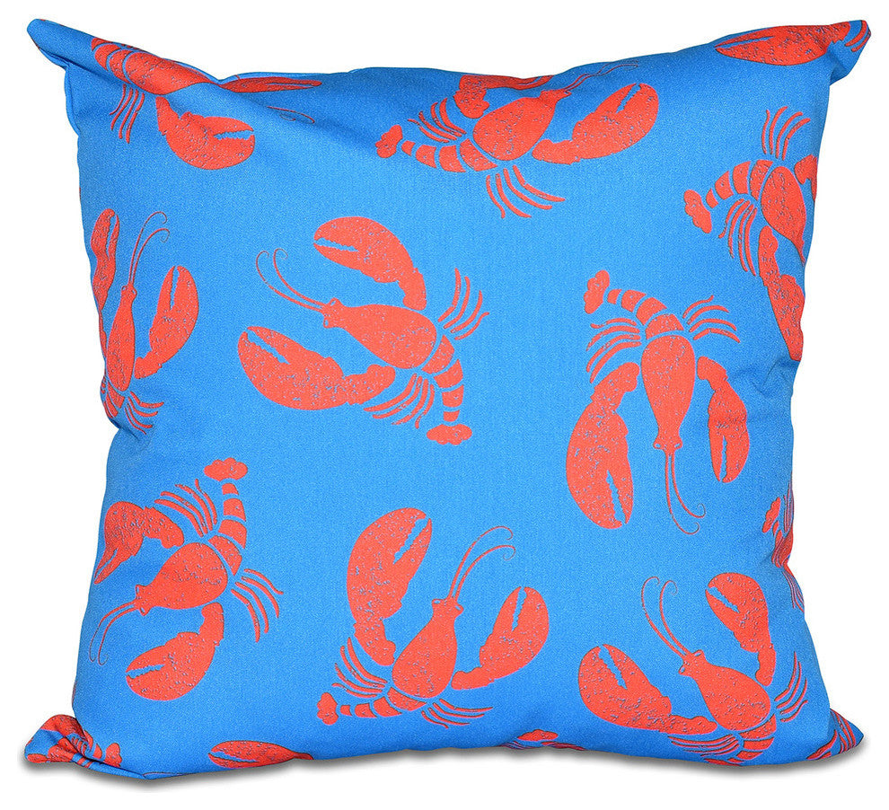 Lobster Fest, Animal Print Pillow, Blue, 16"x16"