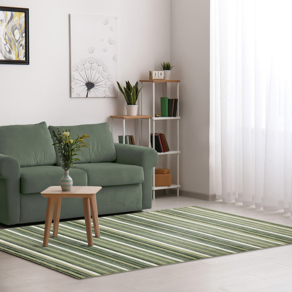 Aruba Faded Stripe Indoor Rug Green 5'x7'6"