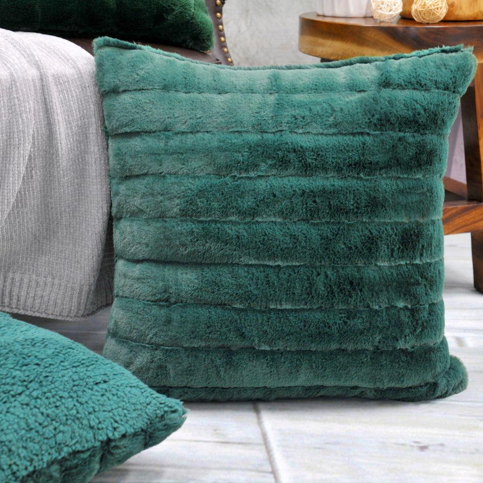 Super Mink Throw Pillow Covers, Set of 4, Dark Teal, 20''x20''
