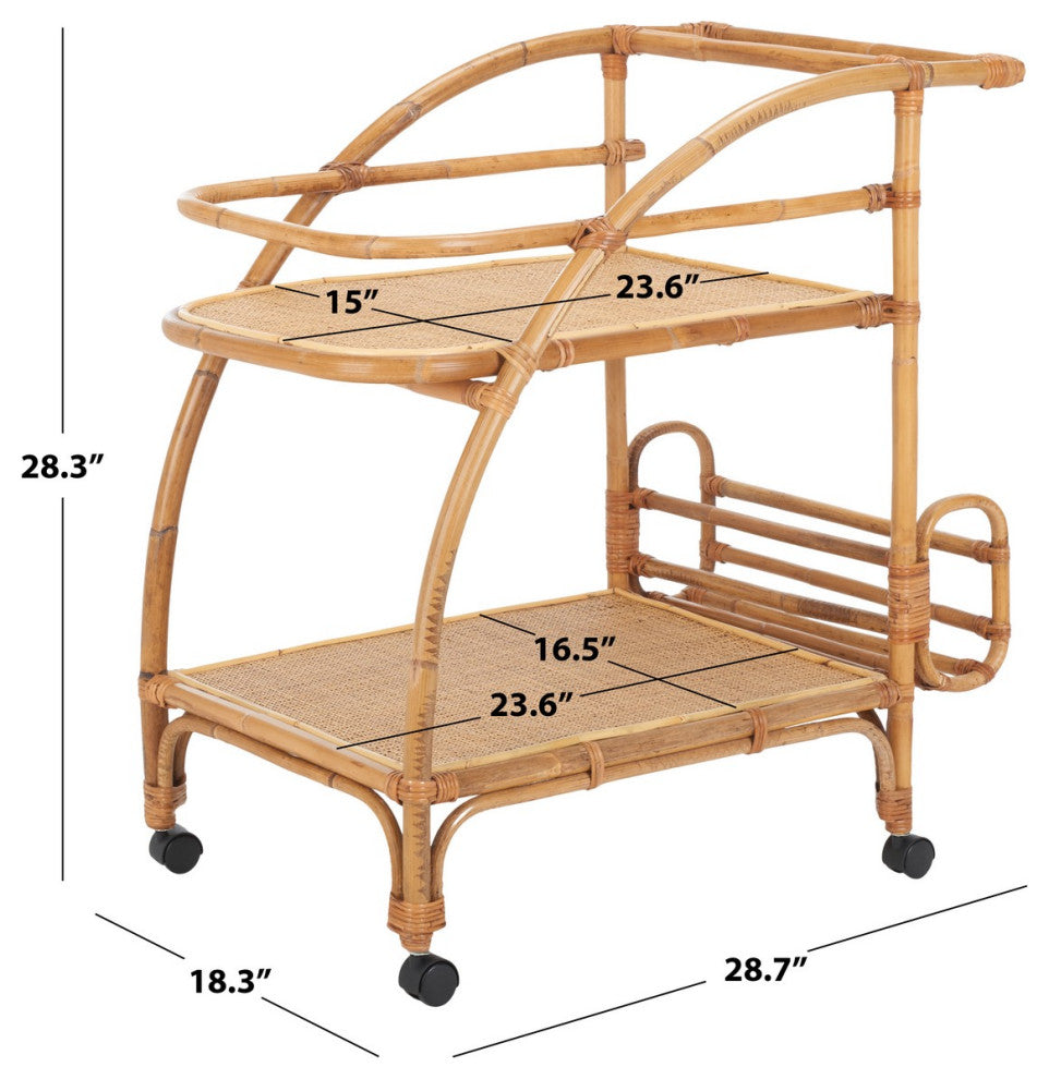 Safavieh Treise 2 Tier Bar Cart, Natural