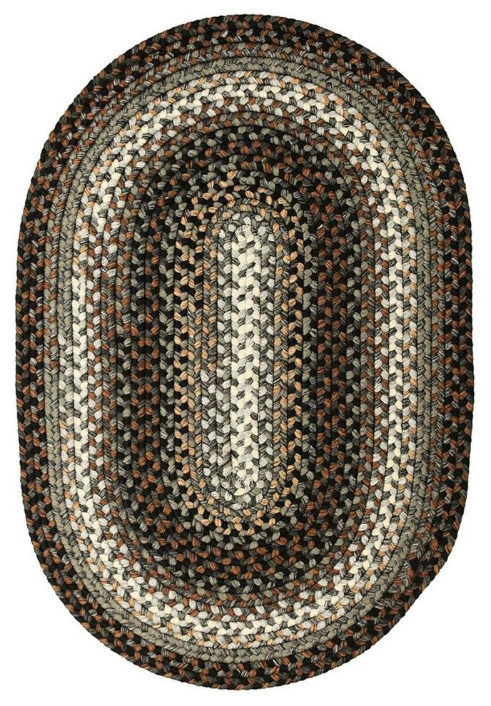 Homespice Midnight Moon Indoor/Outdoor Braided Rug, Grey, 4'x6', Oval