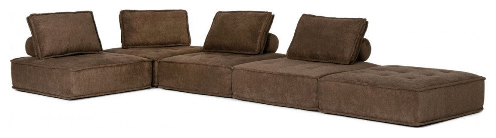 Modern Chocolate Brown Floor Pillow Modular Sectional Sofa