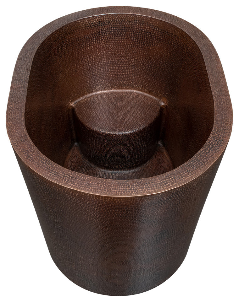 48" Hammered Copper Oval Japanese Soaking Tub & Drain Package