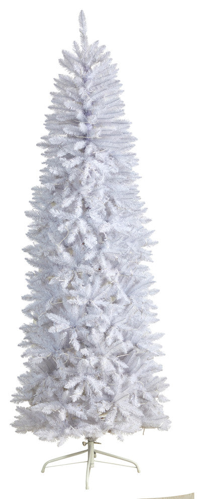 T3361 7 Slim White Artificial Christmas Tree With 300 Warm White LED Lights