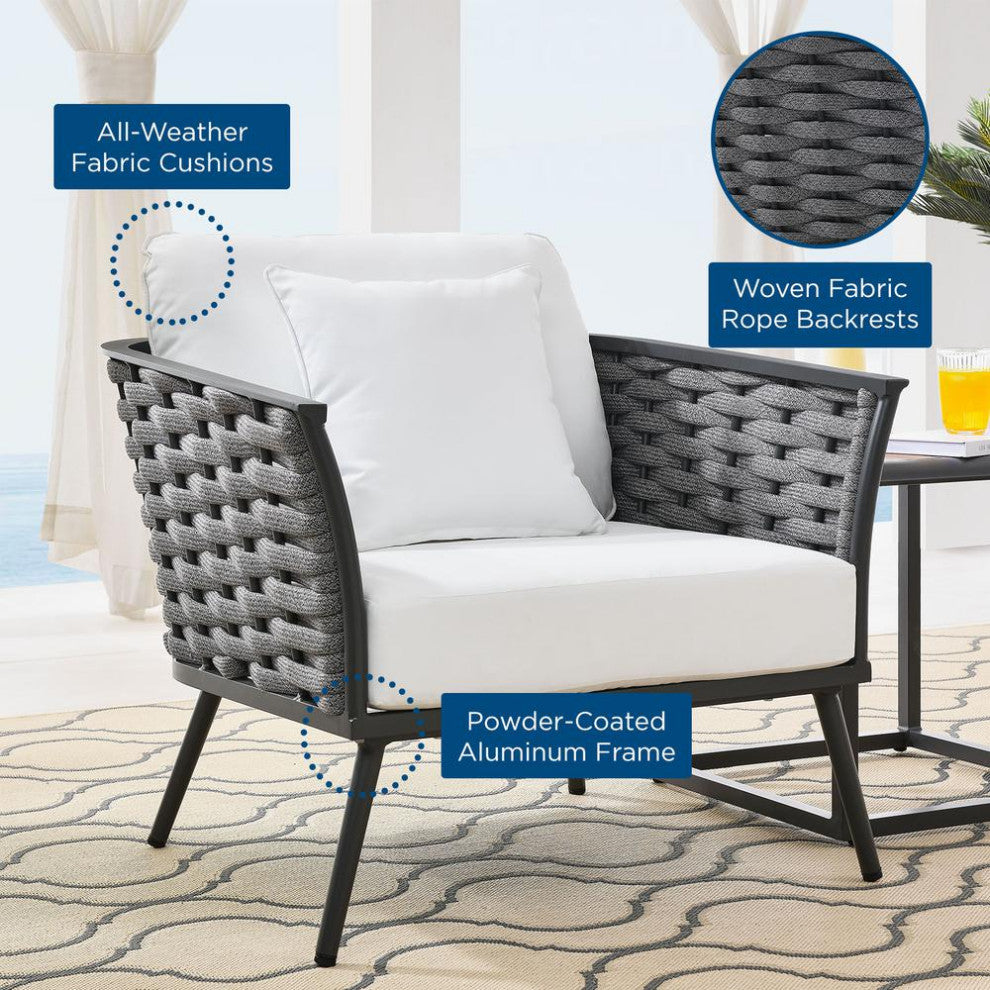 Stance Outdoor Patio Aluminum Armchair Gray White