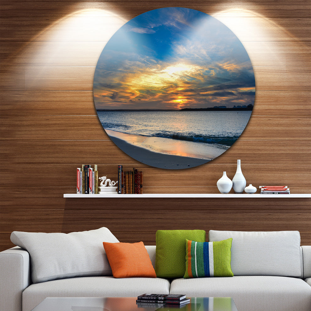 Bright Colorful Sydney Sky Over Beach, Seashore Round Artwork, 11"