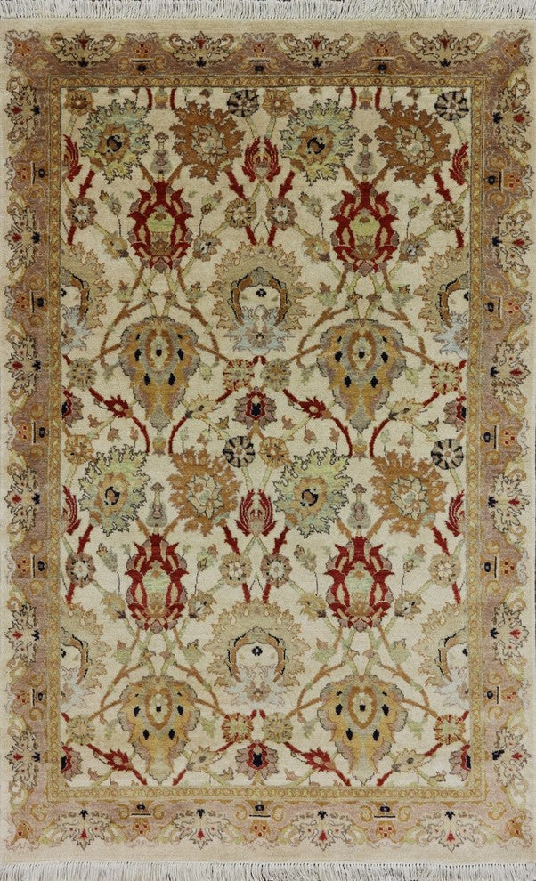 Floral Handmade Oriental Chobi Area Rug 4'x6', W2099
