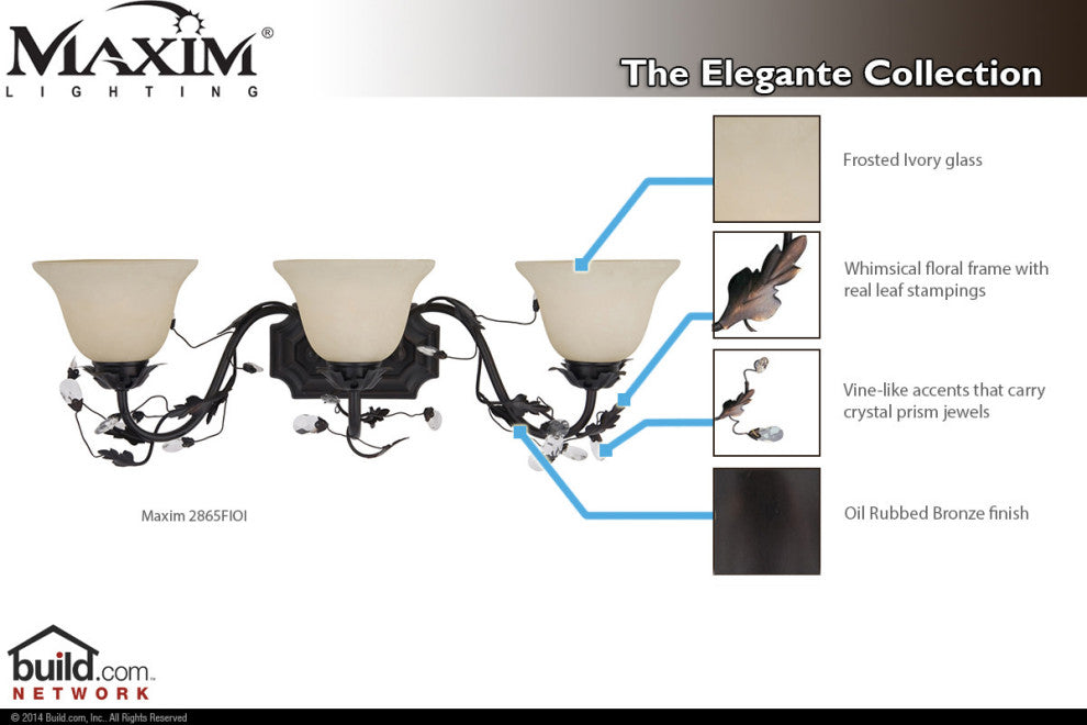 Maxim 2865 Elegante 28"W Bath Light - Oil Rubbed Bronze / Frosted Ivory Glass