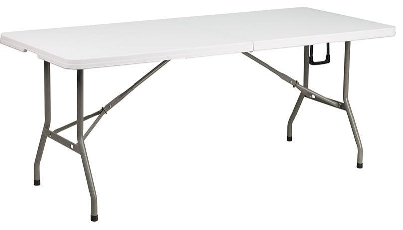 30''x 72'' Bi-Fold Granite White Plastic Folding Table
