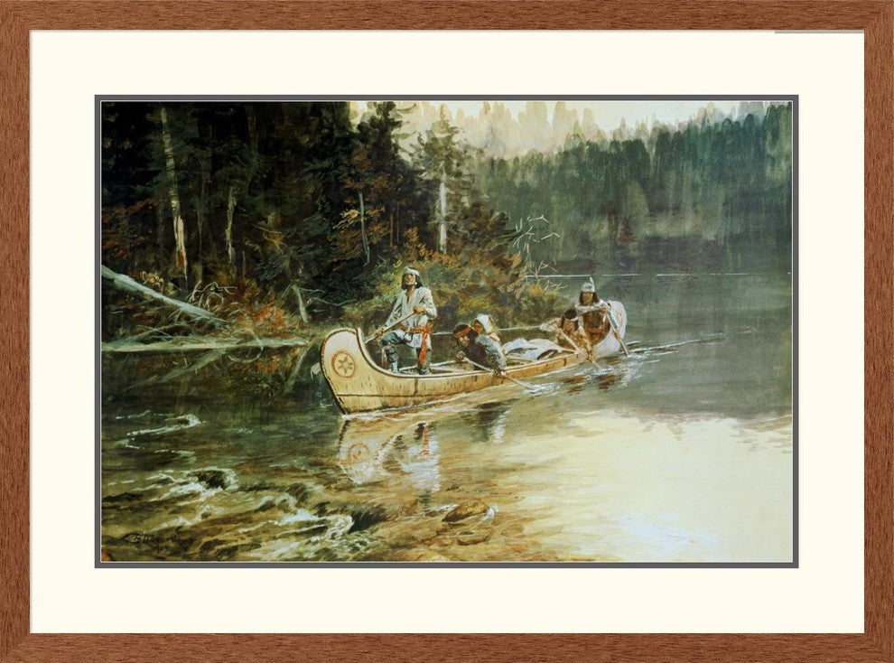 "On The Flathead" Framed Digital Print by Charles M. Russell, 39x29"