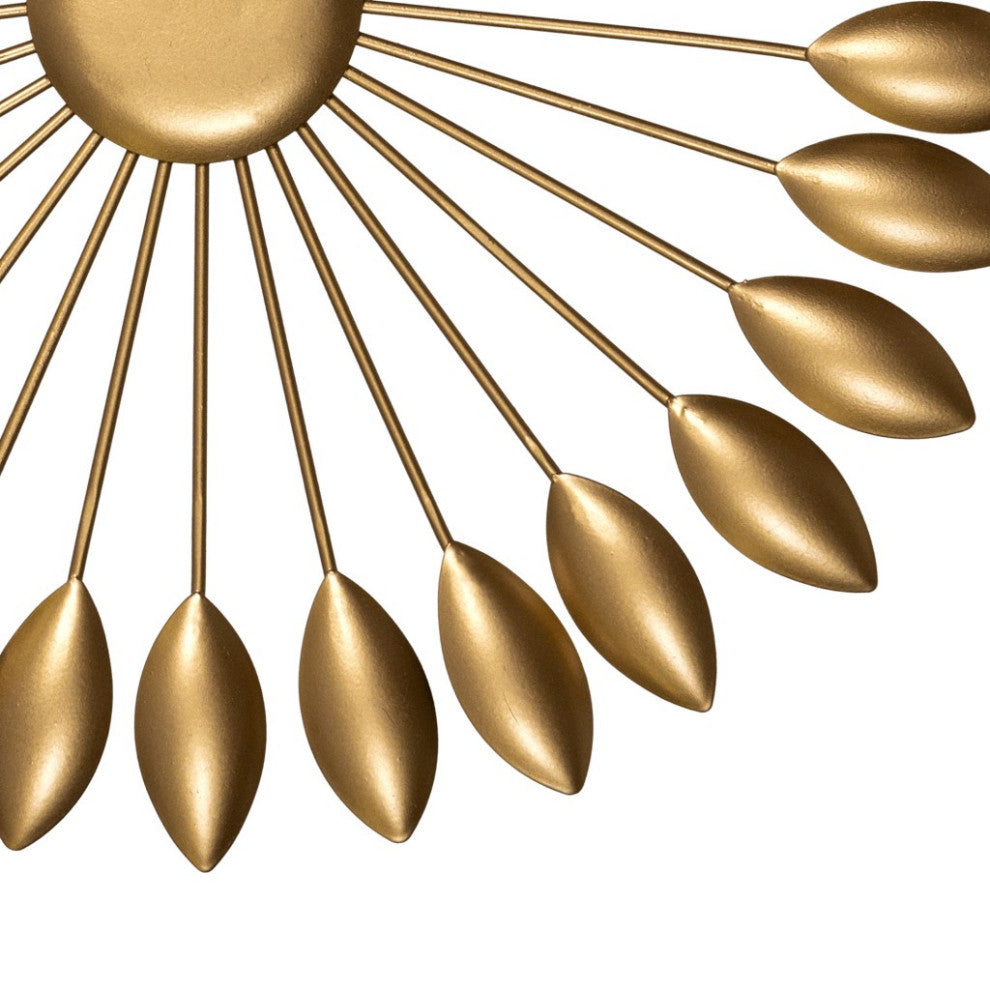 Set of Three Gold Sunburst Leaf Wall Decor