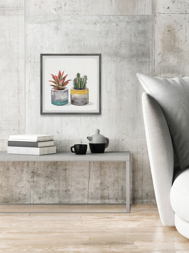 "Succulent Pair" Framed Painting Print