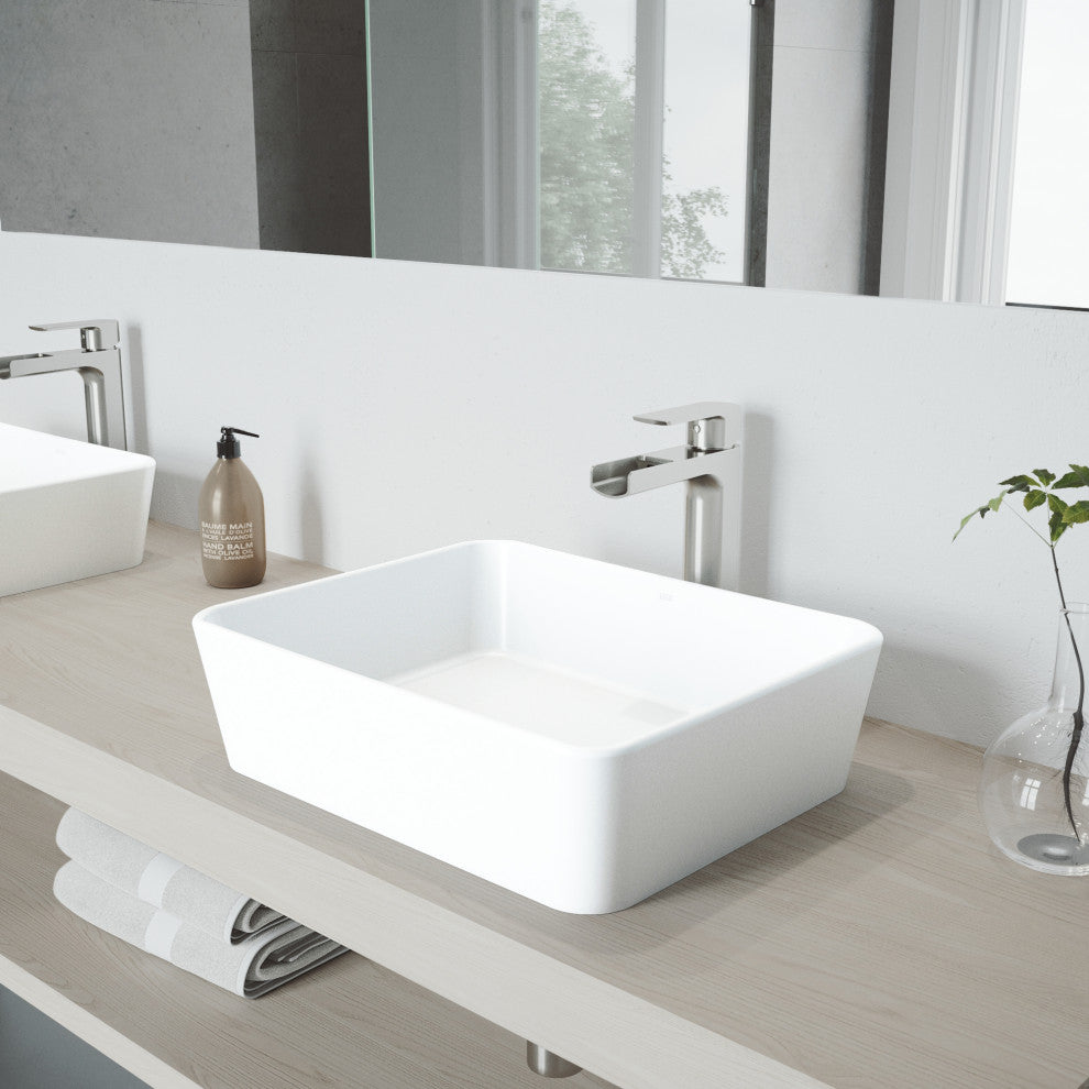 Marigold 18"L x 14"W MatteStone Vessel Sink and Amada 10"H Faucet Set