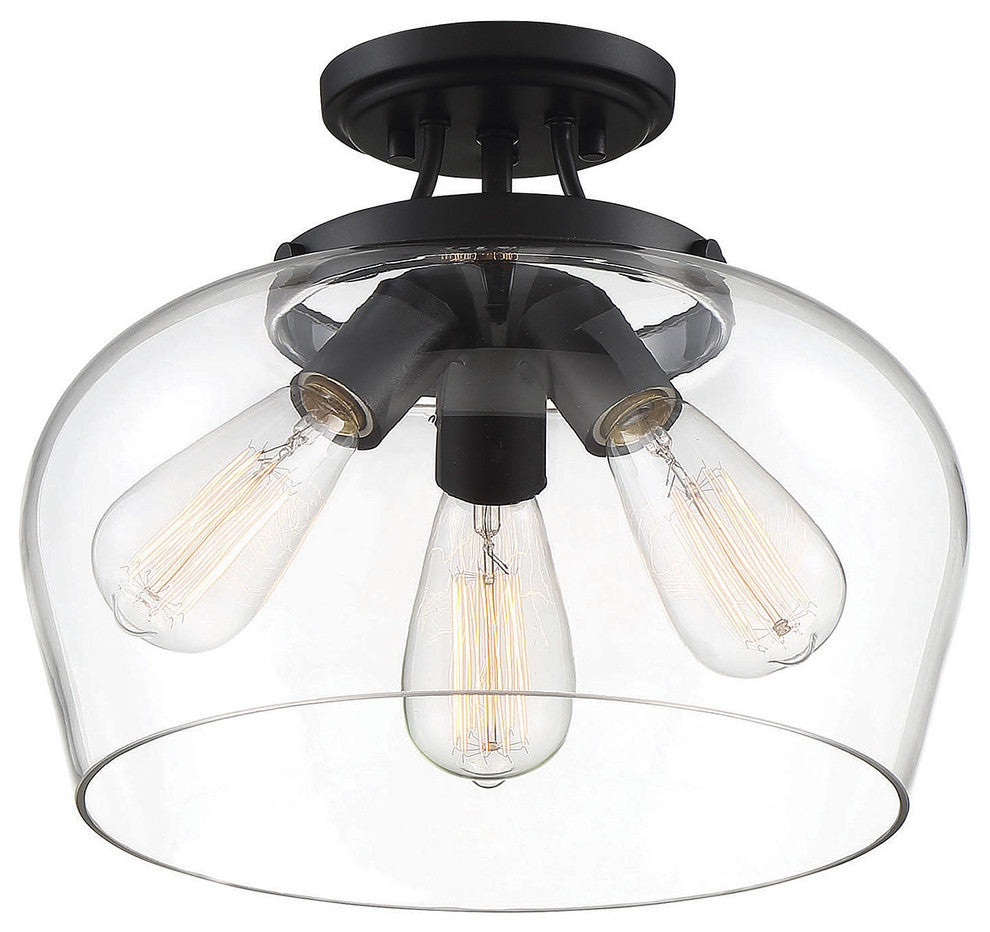 Octave 3-Light Semi-Flush Mount, Black