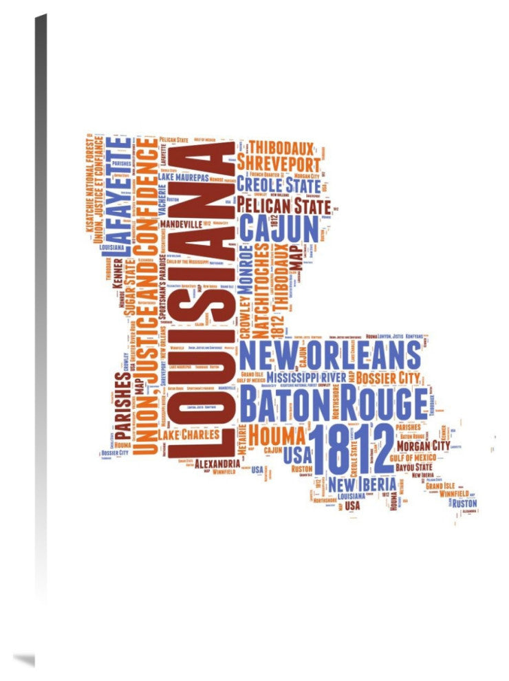 "Louisiana Word Cloud Map" Fine Art Print