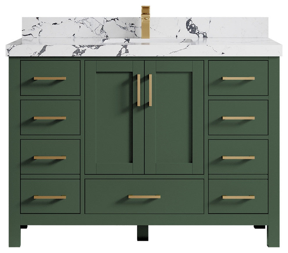 Malibu 48 Single Sink Bath Vanity in Lafayette Green 2" Viola Night