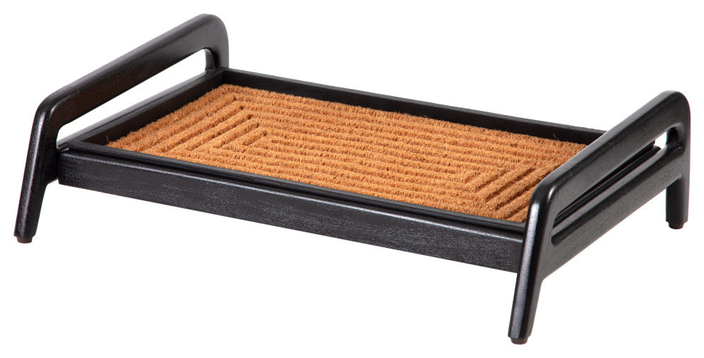 Single-Tier Black Stand With 2-Pair Rubber Boot Tray Rectangle Ripple
