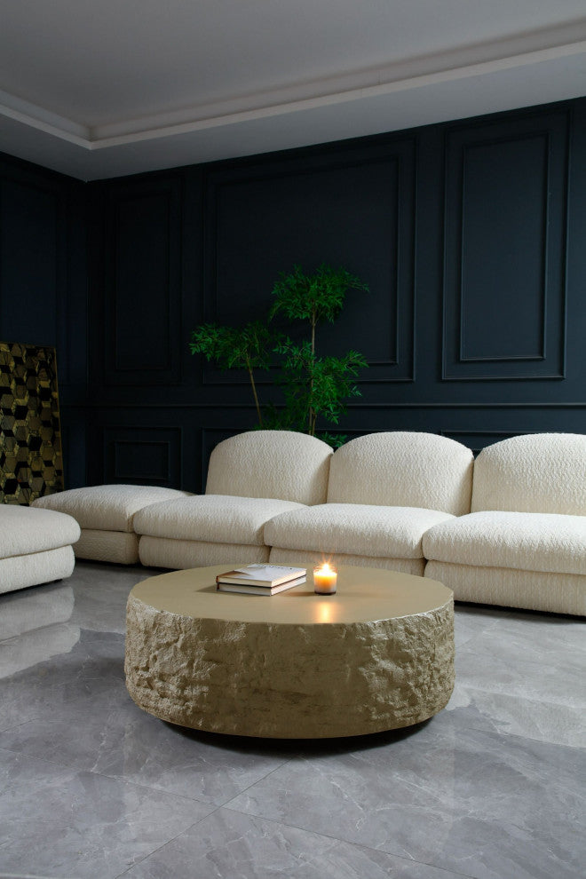 Modrest Quarry Modern Beige Round Coffee Table