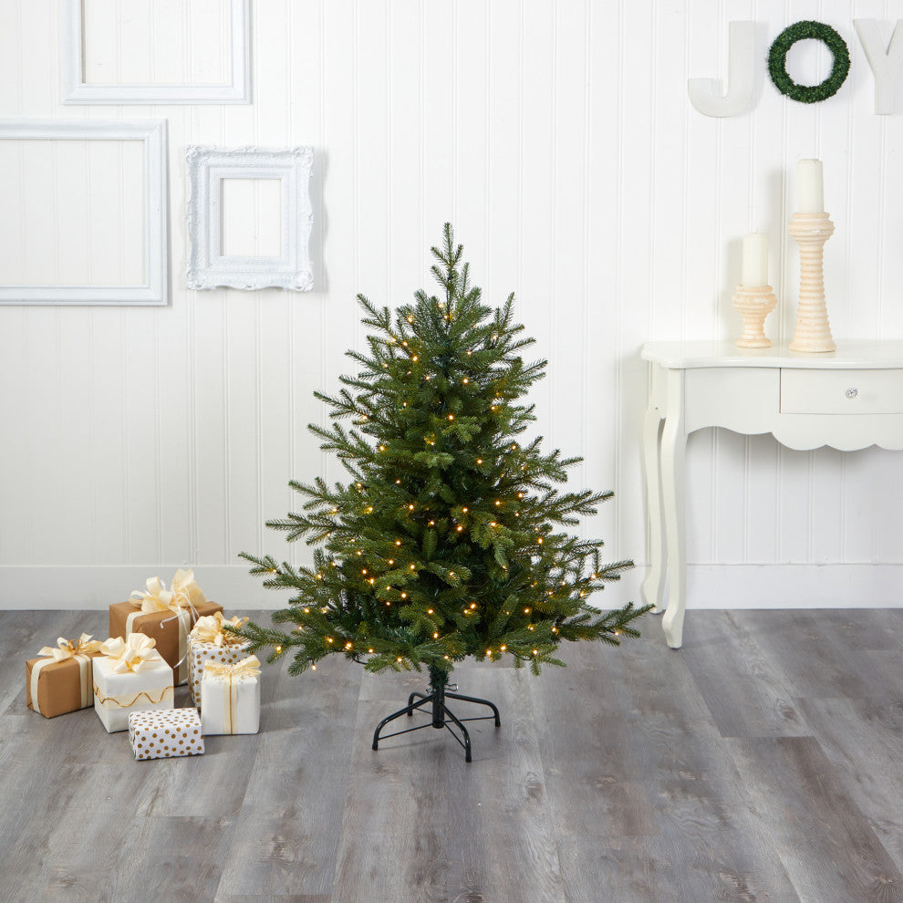 4' Swedish Fir Faux Xmas Tree With 160 Warm White Lights & 403 Bendable Branches