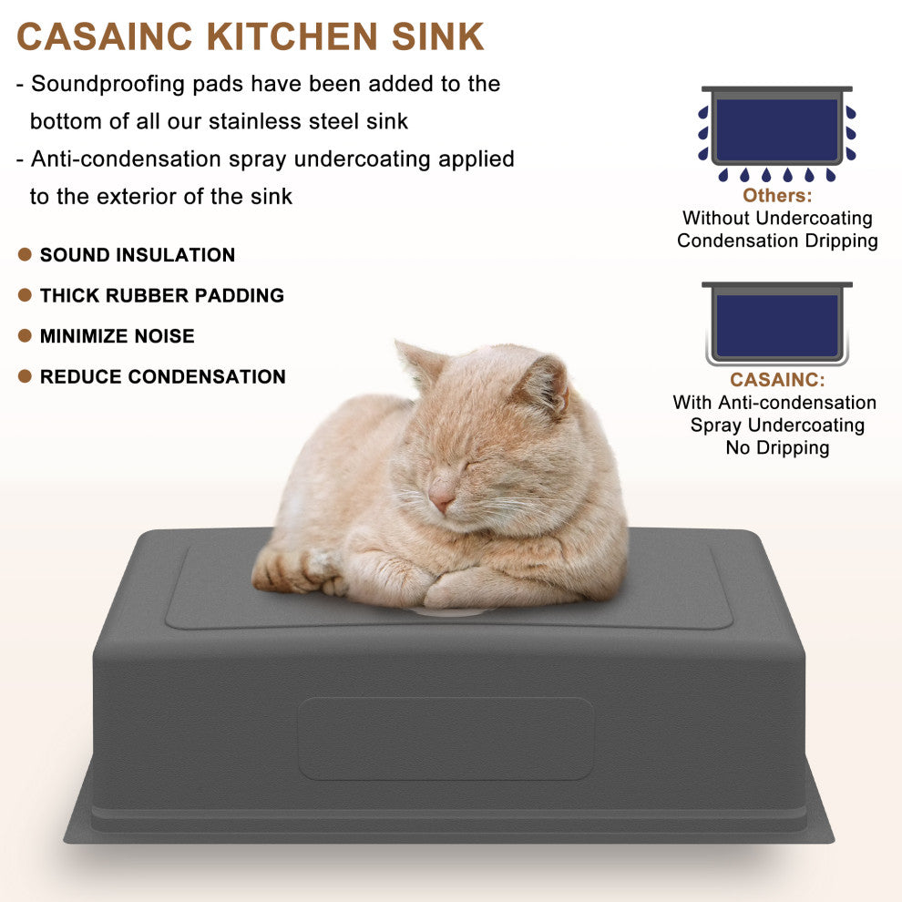 31in Undermount Kitchen Sink Single Bowl 18 Gauge Stainless Steel Workstation
