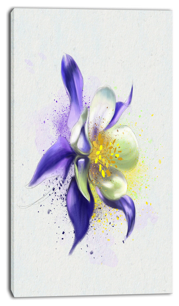 Purple Flower with White Petals, Floral Canvas Art Print, 16"x32"