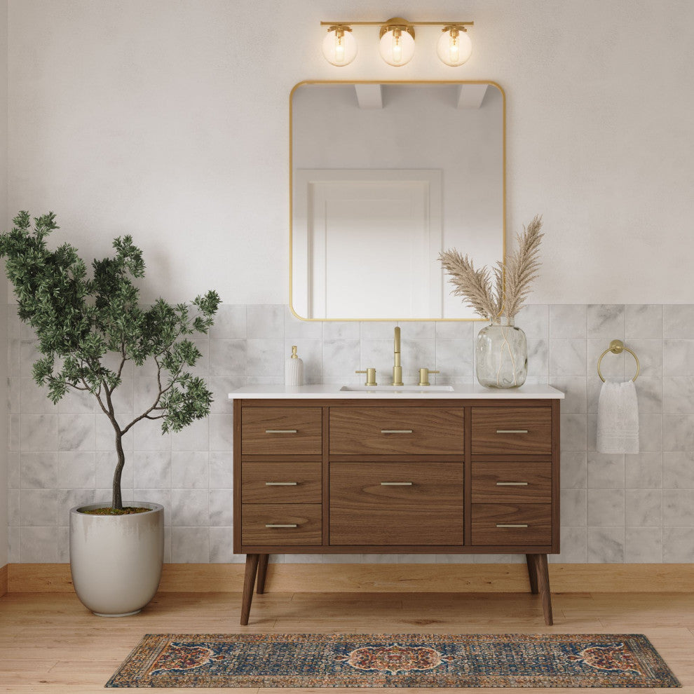 The Richmond Bathroom Vanity, Walnut, 48", Single Sink, Freestanding