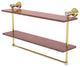 Carolina Crystal 22" Double Wood Vanity Shelf with Towel Bar, Unlacquered Brass