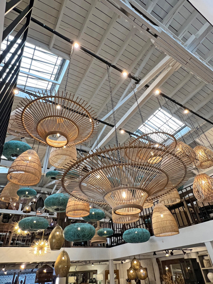 Rattan Sun Ray Pendant Small