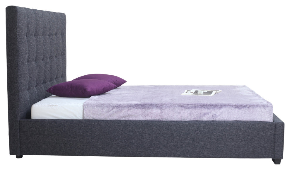 First of A Kind Belle Storage Bed Queen Charcoal Fabric